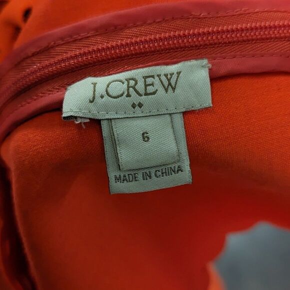 J. Crew Size 6 Neon Orange Knee-Length Sheath Dress with Floral Cut Outs on Hems - Picture 7 of 12